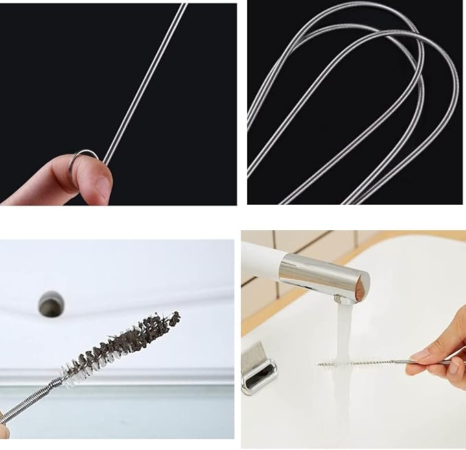 60 Inch Extra Long Flexible Tube Pipe Cleaner Brush Fridge Cleaning Tool, Stainless Steel Drain Tube Cleaning Brushes for Sink Refrigerator Kitchen（2 Pack）