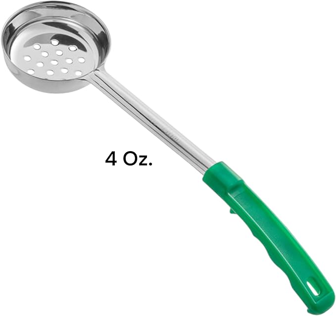 Portion Control Ladles Serving Spoons Perforated, Measuring Serving Utensils, for Restaurants, Busy Kitchens, Bariatric Surgery, Weight Loss, 1oz 2oz 3oz 4oz Color Handles Spoodle - Set of 4