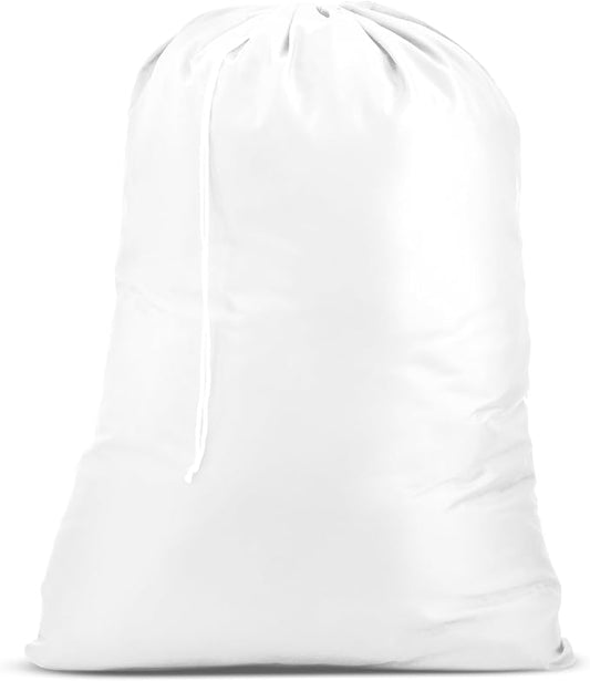 Handy Laundry Extra Large Laundry Bag 30"x40" - Heavy Duty Nylon | Locking Drawstring, Machine Washable Laundry Sack, Hamper Liner, Dirty Clothes Bag, Travel, College Dorm, Laundromat - White