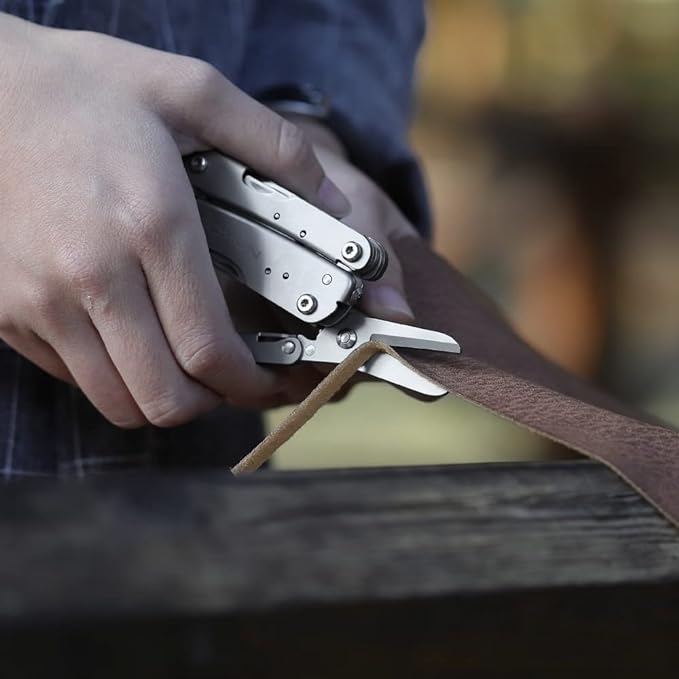 ROXON M2 14-in-1 Mini Multitool with Folding Scissors & 9pc Bits Set | Stainless steel construction. Bottle opener, screwdriver. Compact pocket tool for camping, hiking, and DIY repairs.