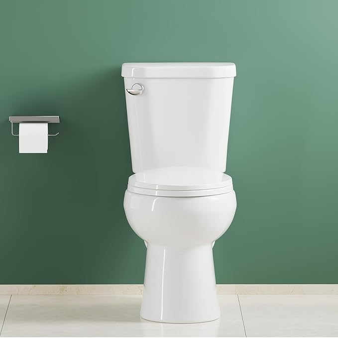 17" Round Two-Piece Toilet with Slow-Close PP Seat – Upgraded Power Flush, Single Side Handle, Includes Tank & Complete Installation Kit – Great for Guest Bathroom or Basement