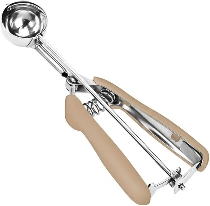 Cookie Scoop, 18/8 Stainless Steel Cookie Scooper, Cookie Scoops for Baking, 1 Tbsp/ 15 ml / 0.5 oz Cookie Dough Scoop, Ice Cream Scooper with Trigger Release (#60 Brown)