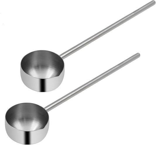 2Pcs Stainless Steel Cooking Spoons, Sauce Scoop with Long Handle 304 Stainless Steel Deep Oil Sauce Spoon for Kitchen Cooking, Serving