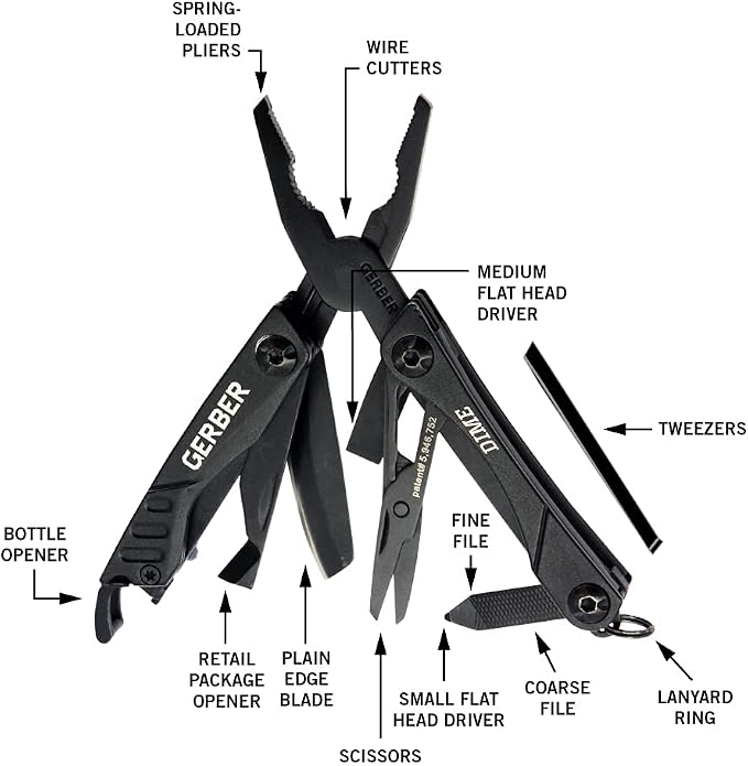 Gerber Gear Dime 12-in-1 Mini EDC Multitool - Needle Nose Pliers, Pocket Knife, Keychain, Bottle Opener - EDC Gear and Equipment, Gifts for Men - Red (Pack of 12)