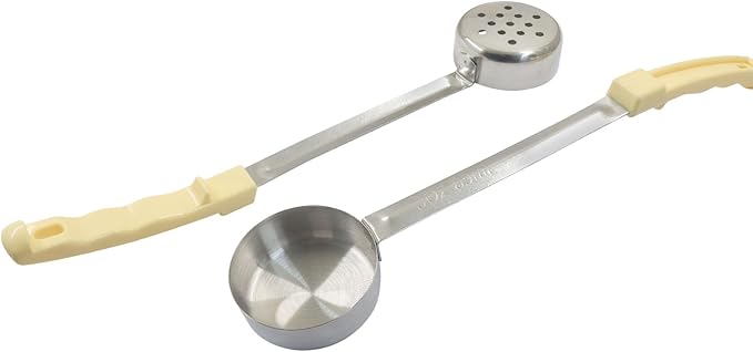 Hordion 4 Pcs Portion Control Serving Spoons Ladle Scoops, Food Measuring Ladle Utensils Proportion Manage Slotted and Unslotted Scoops for Weight Loss(Beige, 3oz)