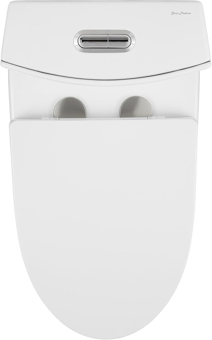 Swiss Madison SM-1T254 St. Tropez One Piece Toilet Dual Tornado Flush 0.8/1.28 GPF with Soft Closing Seat, Comfort Height