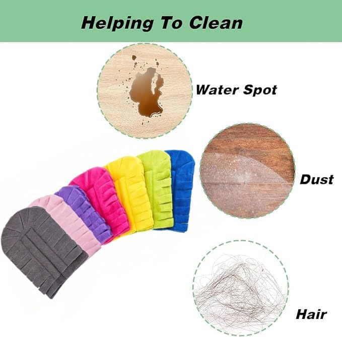 7-Pack Reusable Duster Refills, Washable Microfiber Chenille Duster Pads, Compatible with Swiffer Dusters, for Cleaning Homes, Blinds, Cars, Pet Areas, Furniture, and Fans (Handle Included)