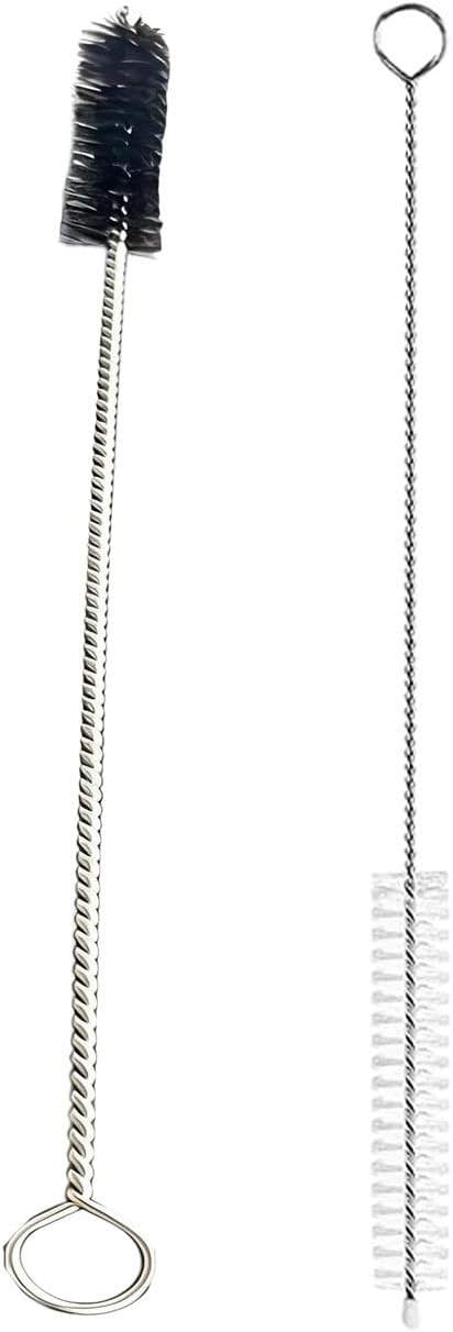 2 Pack Straw Cleaner Brush, Reusable Metal Handles Straw Cleaner Brush Extra Long for Stanley Mug 40, 30, 20 oz, 10mm Wide for Sippy Cup, Water Bottle and Tubes(White+Black)