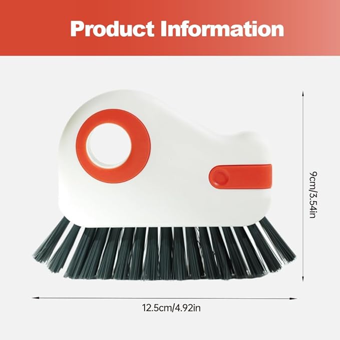 2 in 1 Groove Cleaning Brush Window Track Cleaning Tools, 2024 New Hard Bristle Crevice Cleaning Brush with Hidden Scraper, Shutter Door Window Track Kitchen Cleaning Brushes Kit (1, Orange)