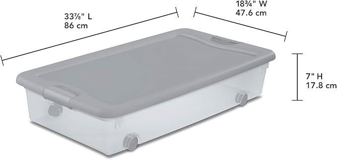 Sterilite Wheeled Latching Box w/Lids for Home & Office, 56 Quart, 4-Pack | Heavy-Duty and Stackable Plastic Containers with Latches for Closet, Cabinet, Bedroom, Bathroom and Dorm Room Organization