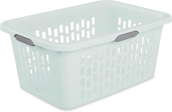 Sterilite Rectangular Laundry Basket, Plastic Clothes Hamper, 6-Pack | 2 Bushel, Mint - Ventilated Open-Top Utility Wash Bin with 4 Handles and Large Clothing Load Capacity
