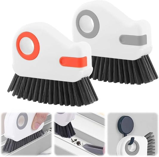 2 in 1 Groove Cleaning Brush, Window Track Cleaner Brush with Hidden Scraper, Crevice Cleaning Brush for Sliding Door Track, Window Sill, Narrow Gaps, Kitchen & Bathroom Cleaning Tool (Mix)