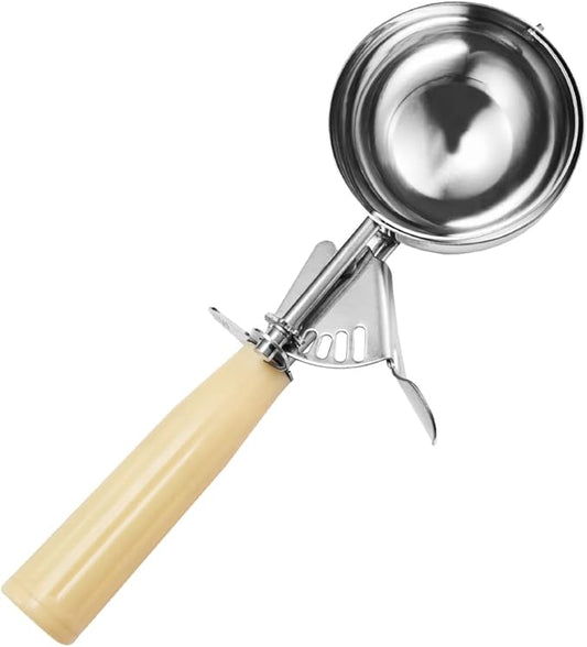 Saebye Portion Scoop - #6 (5.3 oz) - Disher, Food Scoop, Cupcake Scoop, Muffin Scoops - Portion Control - 18/8 Stainless Steel, Ivory Handle