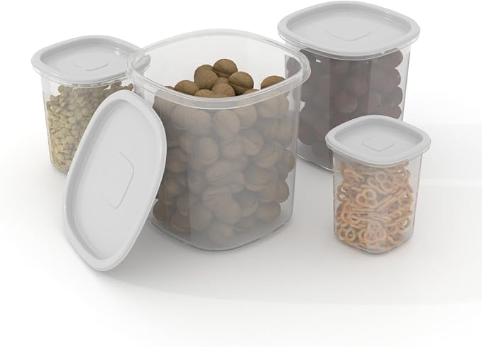 8-Piece Plastic Pantry Food Storage Container Set | Dry Food Storage, Pantry Organization, Kitchen Canisters, 8 Piece Set