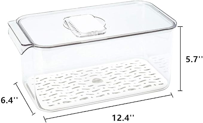 Slideep Refrigerator Food Storage Containers, Produce Saver Stackable Container with Lids & Removable Drain Tray, Freezer Bins Stay Fresh Lettuce Salad Container for Fridge