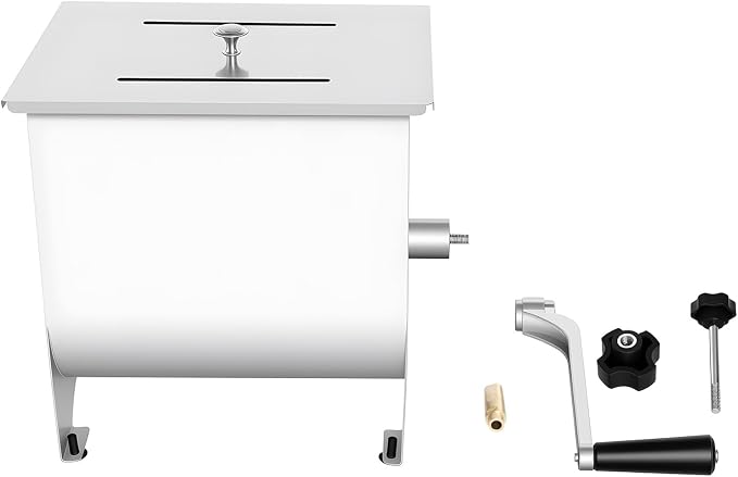 Manual Meat Mixer, 20lbs Stainless Steel Fixed Tank Meat Mixer, Manual Meat Grinder Machine with Non-Slip Feet, Countertop Food Processor, for Burger, Sausage & Jerky