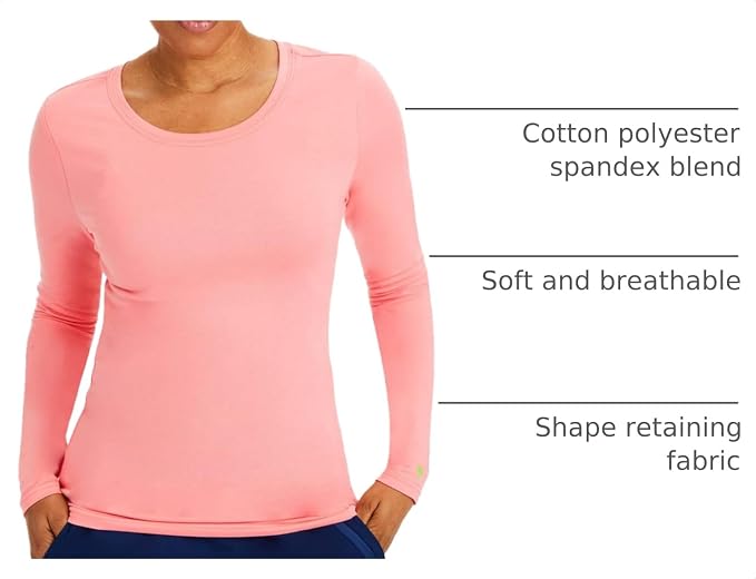 Healing Hands Underscrub Long Sleeve Women Knits Scrub Tops | Soft Cotton Blend Knit, Breathable Stretch Comfort, Machine Wash, Easy Care Fabric, Ideal For Layering Under Scrubs