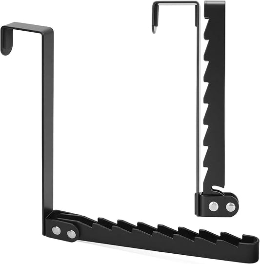 FYY Over The Door Hooks Hanger, 1 Pack Collapsible Folding Over Door Clothes Drying Rack Space Saving Laundry Hanging Storage Hook for Clothing, Coats, Towels for Bedroom Bathroom Black
