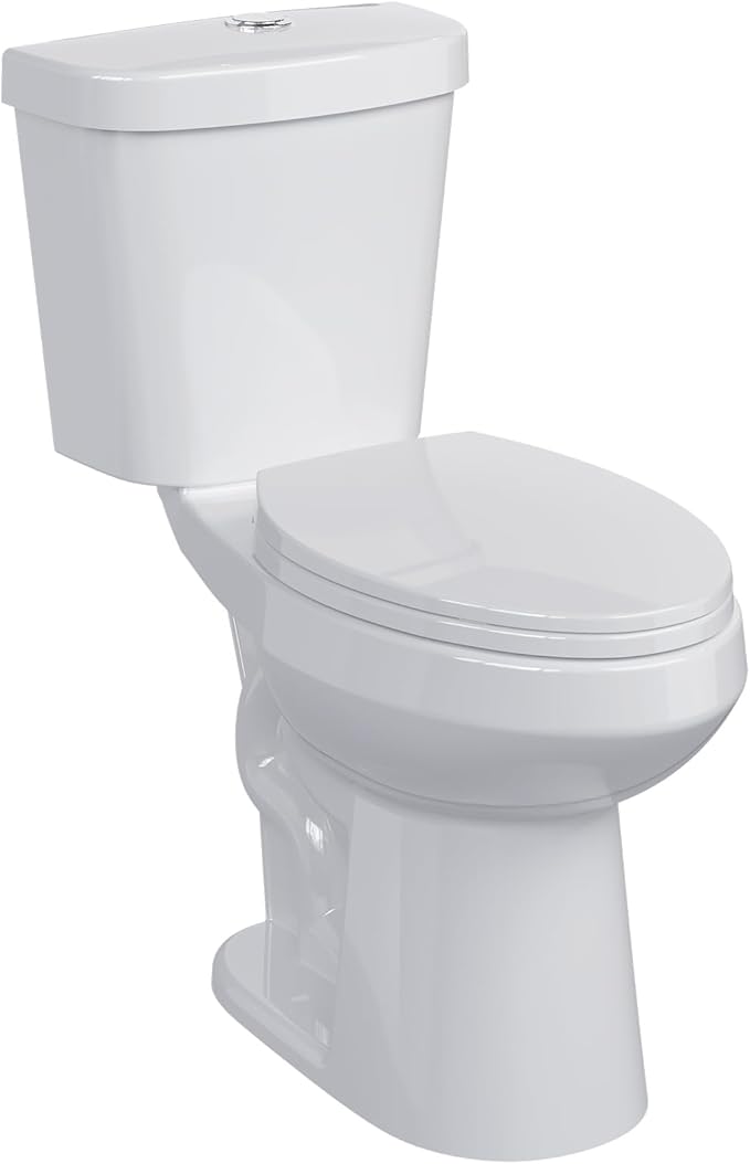 Two-Piece Toilet, 19" Comfort Height Elongated Bowl with 1000g MAP High-Efficiency Flush, ADA Compliant, 12" Rough-In for Residential & Commercial Use
