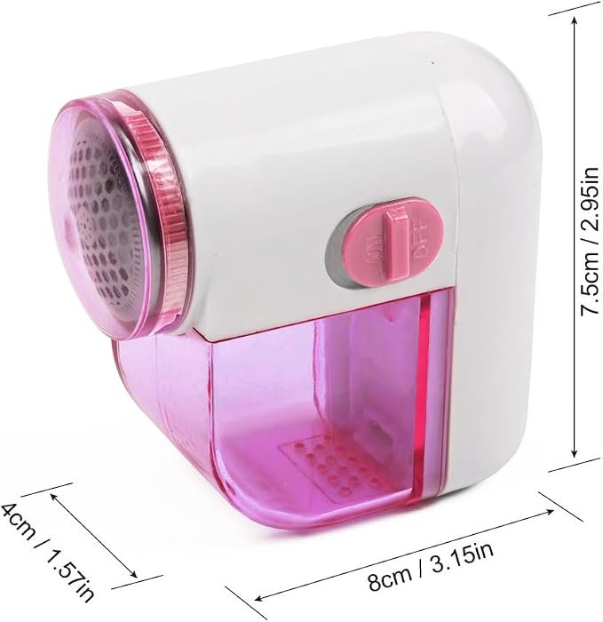 Fabric Shaver, Lint Remover for Clothes (Pink and White) | Electric Lint Shaver with 3-Leaf Blades, Battery Operated, Remove Clothes Fuzz, Lint Balls, Pills