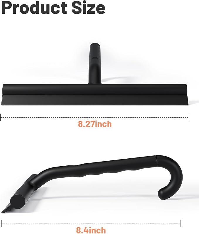 Silicone Shower Squeegee with Hook,Dual-Sided Design with Scraper & Scrub Surface, Shower Squeegee for Glass Doors (Classic Black)