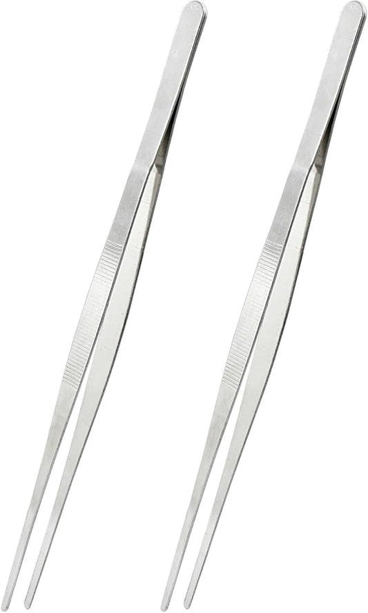 2Pcs 12 Inch Kitchen Tweezers Tongs, Cooking Tweezers, Chef Tweezers professional, Long Handle Food Tweezers, Stainless Steel Tweezers for Culinary, Bar, BBQ, Plating