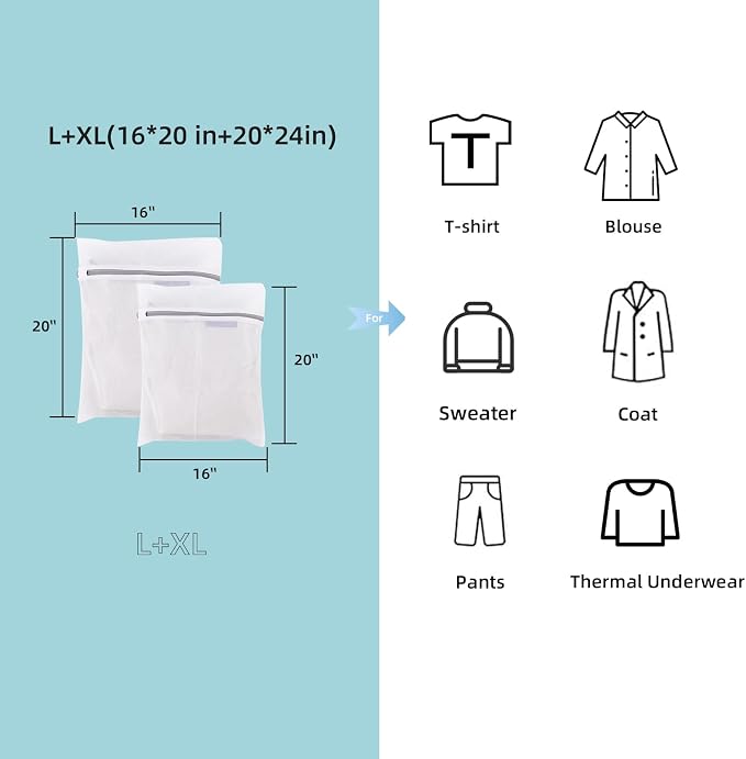 GOGOODA Mesh Laundry Bags for Delicates Durable Protective Wash Bags | Travel Storage Bags for Clothes, Multi-Size Washing Bag Set, 4PCS （2L,2XL）
