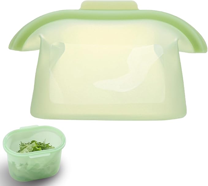 Silicone Storage, Everbag Silicone Food Storage Bags, Spliceable, wide opening, Reusable Silicone Storage Bags, High-Temperature Resistant, Leak-Proof, Microwave and Dishwasher Safe(green)