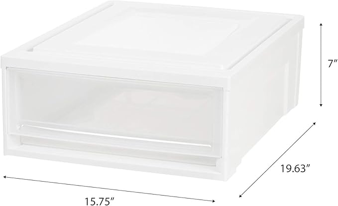 IRIS USA 22 Qt Under Bed Storage Drawer, Stackable Plastic Organizer Bin, Smooth-Glide Sliding Drawer, 8 Pack, White