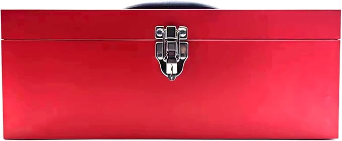 16" Portable Steel Heavy-duty Large Tool Box 18-Gauge Fishing Tackle Box Tool Box Drawer Organizer With Metal Latch and Handle Red