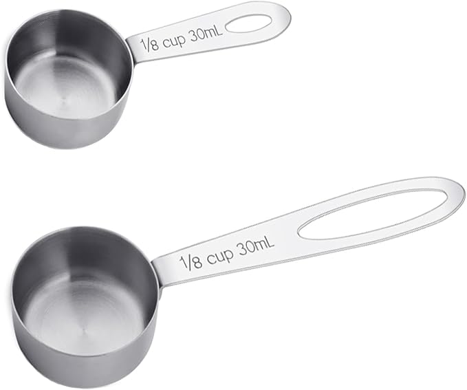 2 Tbsp Measuring Scoop Set, Stainless Steel Coffee Scoop with Long & Short Handle, 30ml Metal Measuring Spoon for Ground Coffee, Protein Powder, Baking, 1/8 Cup, 2 Pack
