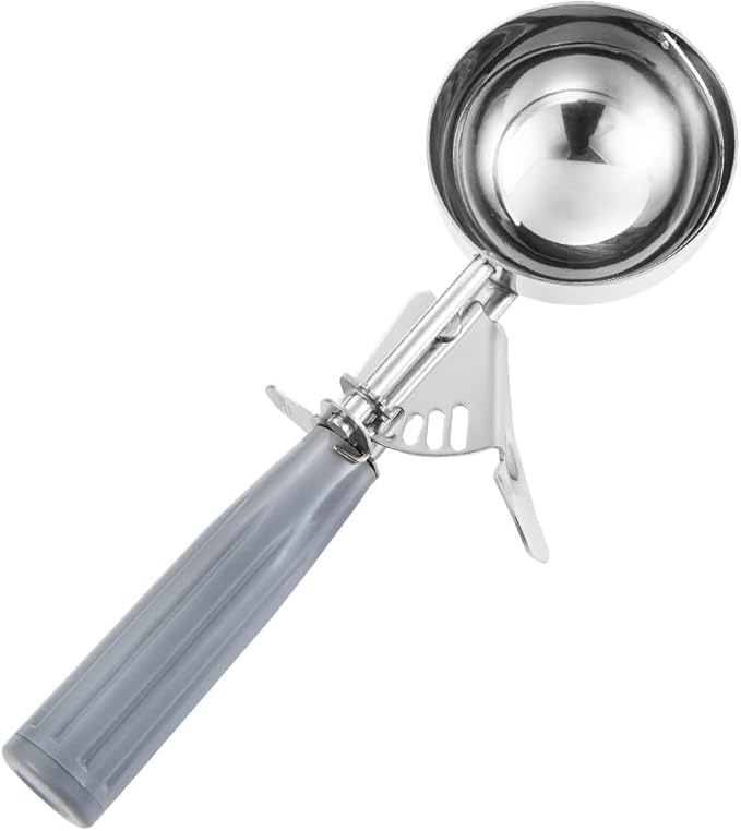 Saebye Portion Scoop - #8 (4 oz) - Disher, Large Cookie Scoop, Food Scoops, Muffin Scoops - Portion Control - 18/8 Stainless Steel, Grey Handle