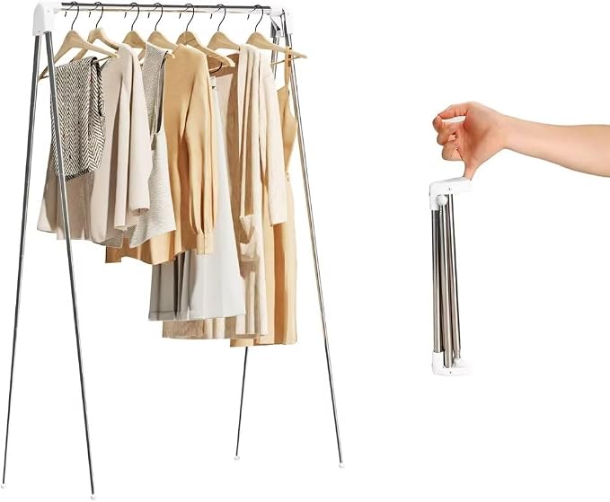 Travel Garment Rack,Portable and Foldable,Collapsible Clothing Rack | Portable, Easy to Store,with Small Space Occupation,This Folding Clothing Rack is Suitable for Travel and Dance.