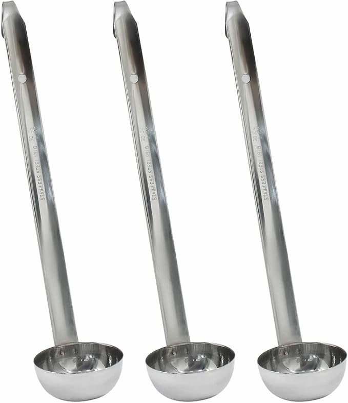 Zorfeter 3 Pcs 1 Oz Soup Ladle Set, Stainless Steel Ladles with Long Handles for Serving, Cooking, Stirring, Portioning Kitchen Restaurant Accessories