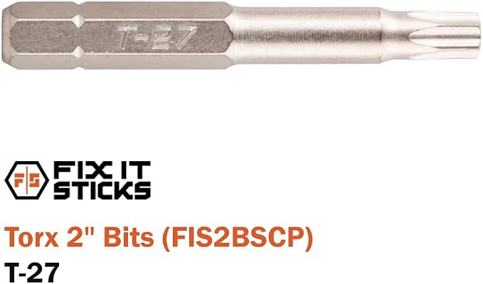 Fix It Sticks 2-Inch 6Pcs Gunsmith Bit Set Compatible with 1/4" Drivers | Multi-Purpose Durable Nickel Finished Screwdriver Pack, Holder Included, Torx, FIS2BSCP