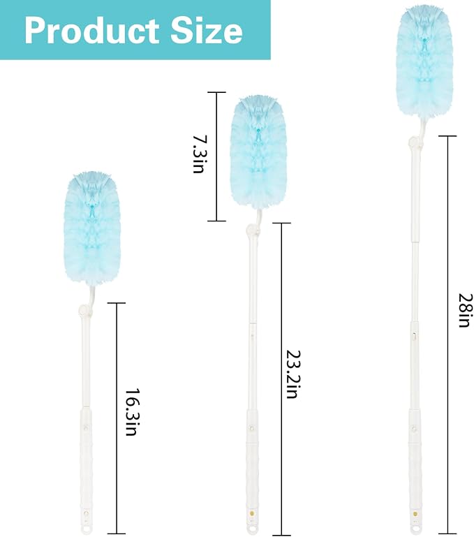 360° Duster Refills Kit for Swiffer Duster, 25 Pack & 1 Handle, Multi-Surface Dusters with 4X Cleaning Power. Efficient Duster Kit for Cleaning Pet Hair, Home, Office, Blinds, Furniture and More