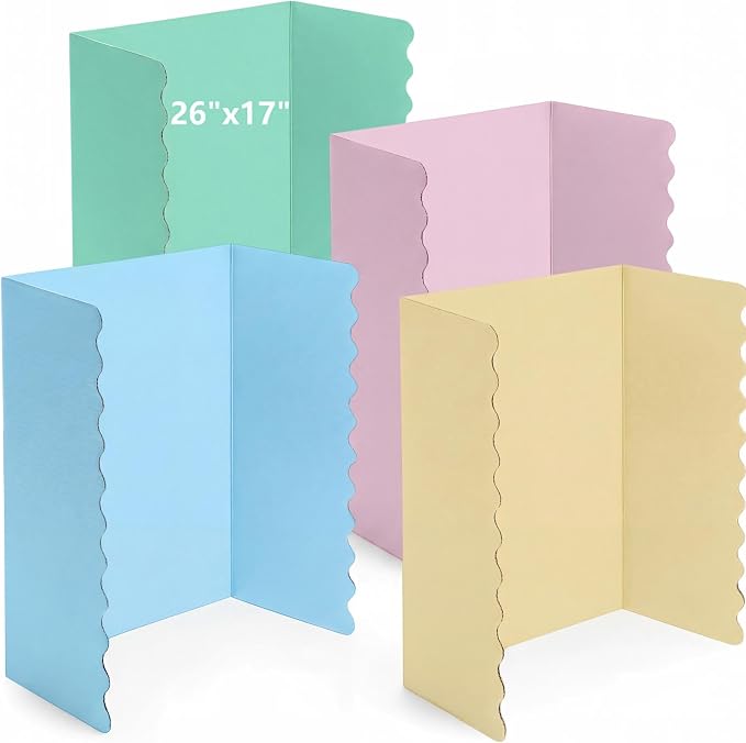Mooliwe 4 Pack 26" X 17" Trifold Poster Board Tri Fold Poster Boards Foldable Corrugated Business Presentation Display Paper Boards for Science Fair Events, School Projects, Exhibitions