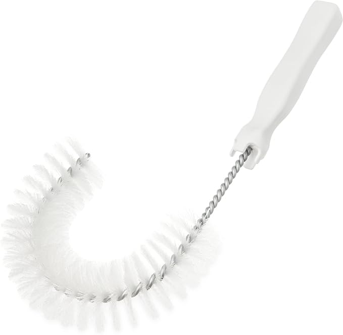 SPARTA Plastic Hook Dusting Brush, Clean-In-Place, Galvanized Wire with Threaded Hole for Dusting Surface of Curved Drains and Pipes, 11.5 Inch Length, White