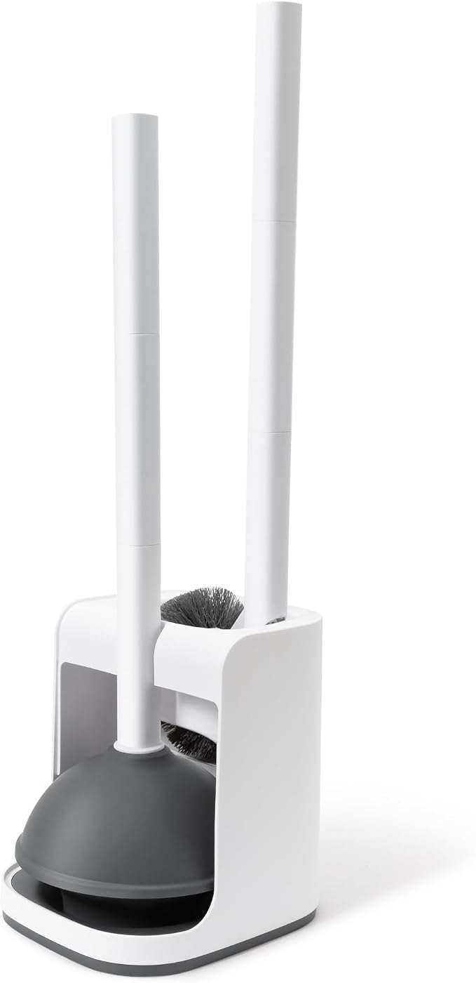 IVYROLL Toilet Brush and Plunger Set Hidden, S-Shaped Toilet Brush Plunger Combo, Perfect for Homes, Apartments & Bathrooms