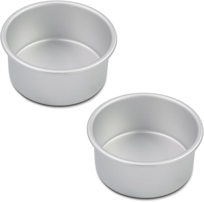 6 x 3 Inch Round Shaped Cake Pans Set of 2, Aluminum Cake Tin, Baking Cake Pan for Wedding, Party, Family Occasions, Chocolate, Bread. (Round, 6×3 Inch Round Cake Pan, Set of 2)