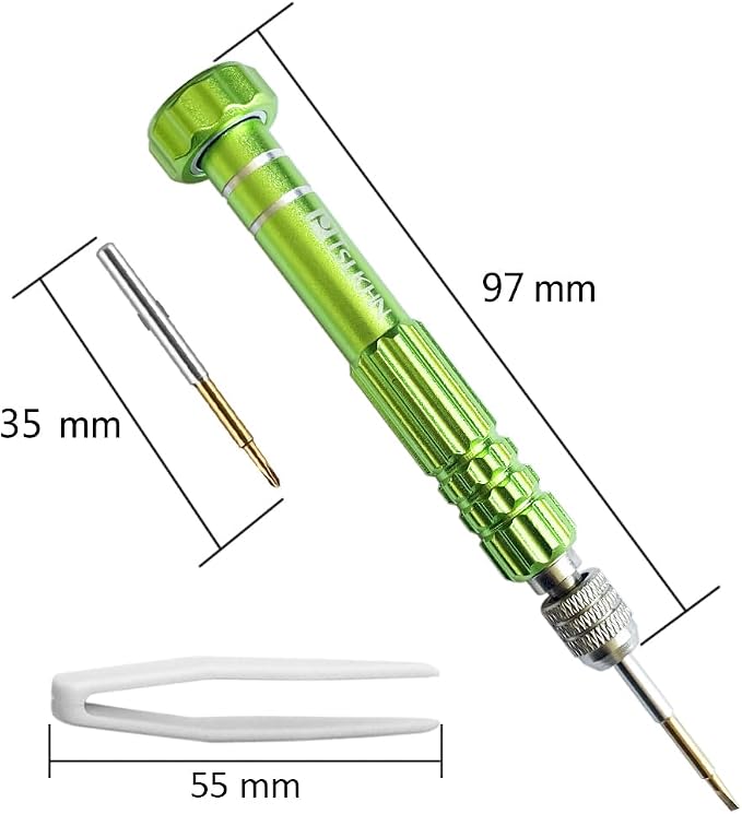 PTSLKHN Eye Glass Repairing Kit, S2 Steel Screwdriver with 15 Types of Screws, Precision Eyeglass Repair Tool Set (Green2in1-screws)