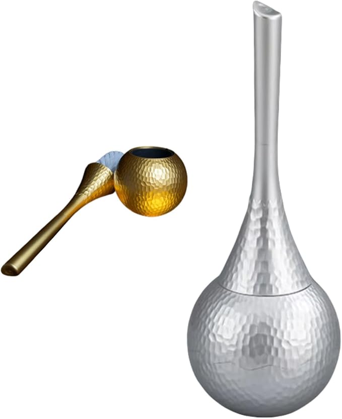 Elegant Toilet Brush Set – Stylish Hammered Design, Durable Handle, Anti-Splash Base, Modern Bathroom Accessories, Easy to Clean & Maintain (Sliver)
