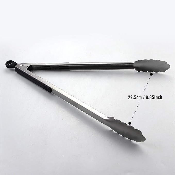 BBQ Tongs, AOOSY 16 Inch Salad Tongs Grill Tongs for Cooking BBQ Extra Long Wide Scalloped Gripping Edge Kitchen Tongs, Set of 2