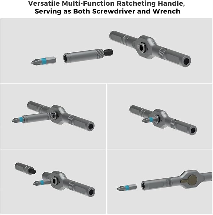 Asnish 42 in 1 Magnetic Ratchet Screwdriver Set with Precision Bits | Compact repair kit with removable magnetic bits for computers, laptops, game consoles, Ring Doorbells, bicycles and furniture