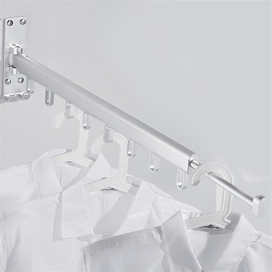 Pull Out Clothes Hanger Rail Rack - Clothes Airer - Clothes Drying Rack Wall Mounted with Space Saver Hangers Design Universal Folding Retractable for Balcony,Silver-60cm
