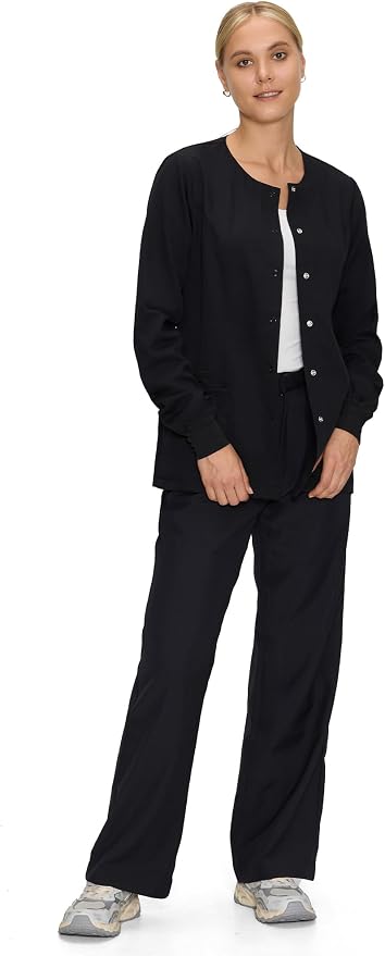 COZYFIT Scrub Jackets for Woman, Snap Front Nurse Jacket | 3 Pockets, Soft Fabric Layer, Easy Shift Layer, Easy Care, For Nurses, Clinics, Daily Medical Uniforms, Shift Wear