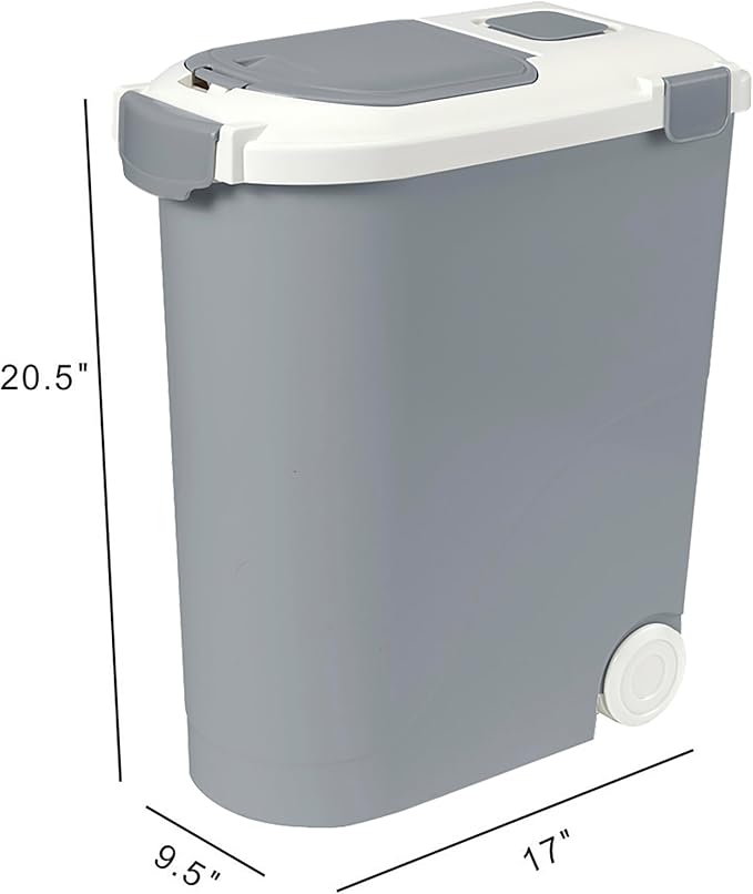 Ashfield & Harkness: Airtight Pet Food Storage Container - 30lbs/36 Qt, Grey - Lightweight Bin, Measuring Scoop, Snap Latch, Dogs-Cats-Animal Supplies