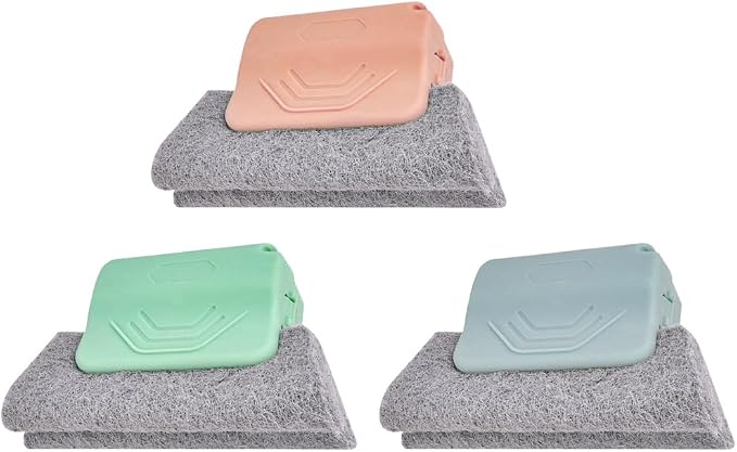 3PCS Car Magic Window Track Cleaner, Vehicle Window Groove Cleaning Brush Tools Set with Handheld, Auto Air Conditioner Vents Narrow Gaps Clean Brush, Universal Fit (Green/Pink/Gray)