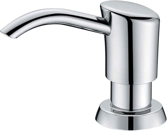 Built in Sink Soap Dispenser or Lotion Dispenser for Kitchen Sink, Chrome ABS Pump Head, with 17 Ounce Large PET Soap Bottle