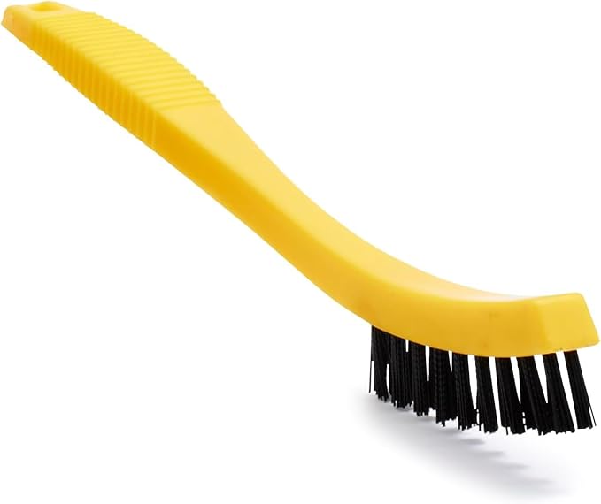 Rubbermaid Commercial Products 8.5" Tile and Grout Scrub Brush, Plastic Bristles, Black, for Industrial/Professional Use On Grout, Tile, and Other Small Areas (Pack of 12)